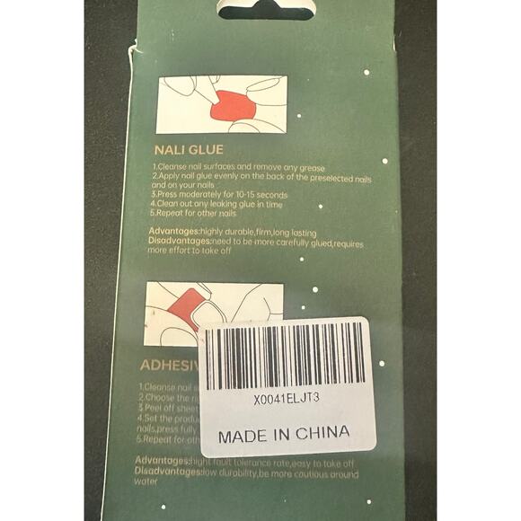 Christmas Press On Nails Reindeer Glitter Gold Maroon Coffin Shape Fake Nails - Picture 3 of 4